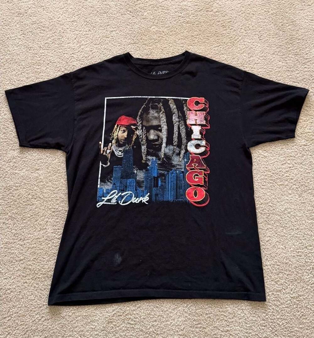 Lil Durk Chicago Official Skyline Rap Merch Graphic T-Shirt Size XL